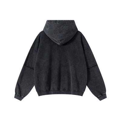 Two-Layer Sleeve Acid Washed Cotton Hoodie