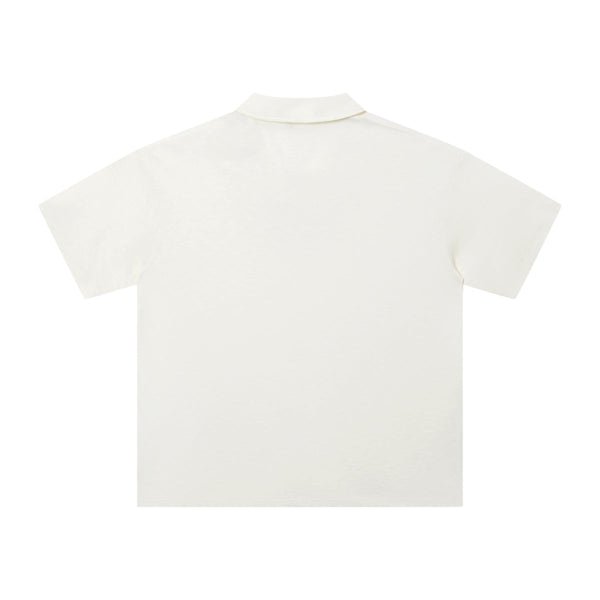 Retro Boxy Wool Blend Seagull Collar Polo Shirt