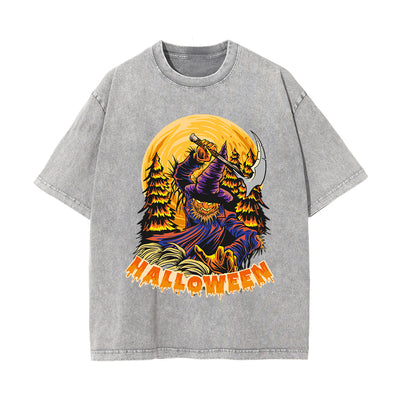 Halloween Pumpkin Witch Graphic Tee-INNBLAC