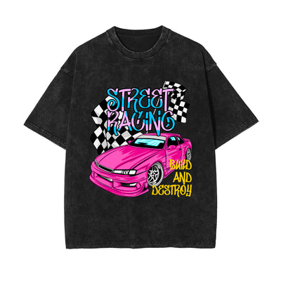 Street Racing Graphic Washed Tee-INNBLAC