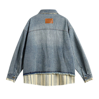 Hong Kong Vintage Fake Two-piece Patchwork Denim Jacket