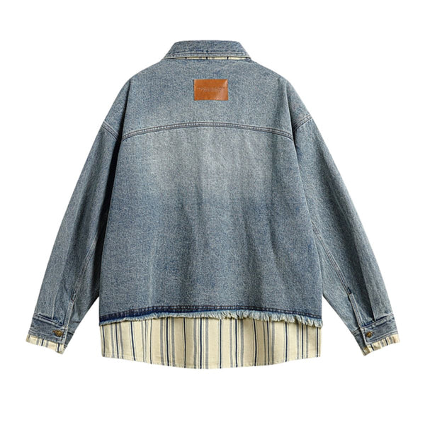 Hong Kong Vintage Fake Two-piece Patchwork Denim Jacket