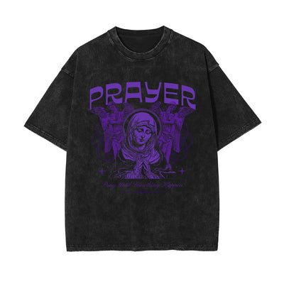 Prayer Christian Stone Wash Graphic Tee-INNBLAC