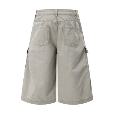 Vintage Washed Distressed Multi-Pocket Cargo Shorts