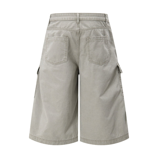 Vintage Washed Distressed Multi-Pocket Cargo Shorts