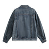 Zipper-embroidered Loose Retro Washed Denim Jacket