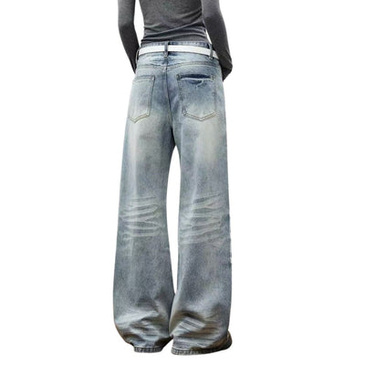 Vintage Washed Wide Leg Bootcut Denim Jeans