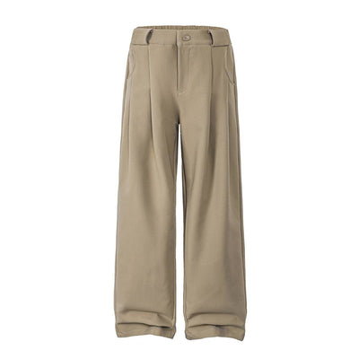 Premium Plain Pleated Seam Drape Wide Fit Stretch Pants