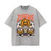 Pumpkin Zombie Graphic Washed Tee-INNBLAC