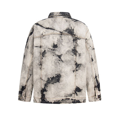 Men's Spring Autumn Tie-Dye Loose Casual Lapel Denim Jacket