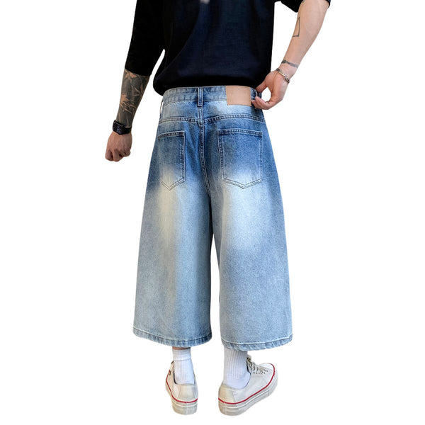 Vintage Wash Straight Leg Denim Shorts