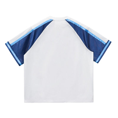 Breathable Mesh Contrast Retro Outdoor Activity Tee