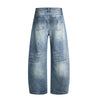 Vintage Whiskered Gradient Washed High Waist Barrel Wide Leg Denim Jeans
