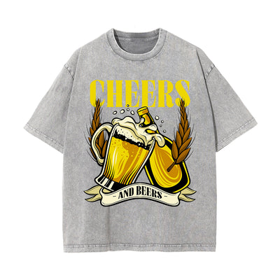 Cheers And Beers Faded Graphic Tee-INNBLAC