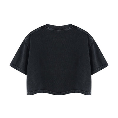 Snowflake Washed Boxy Cropped Cotton Tee 2026