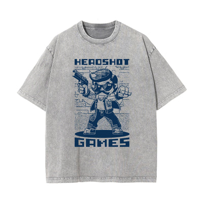 Headshot Gaming Stone Wash Graphic Tee-INNBLAC