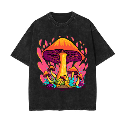 Neon Mushroom Stone Wash Graphic Tee-INNBLAC
