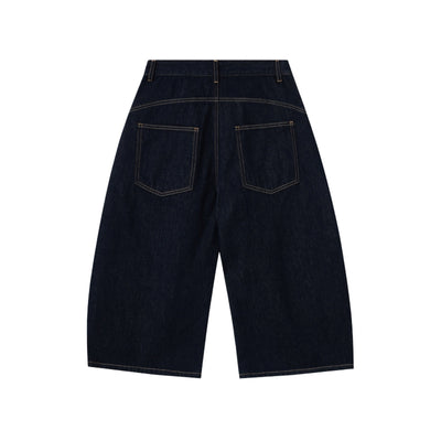 Patchwork Wide-Leg Cropped Denim Jeans