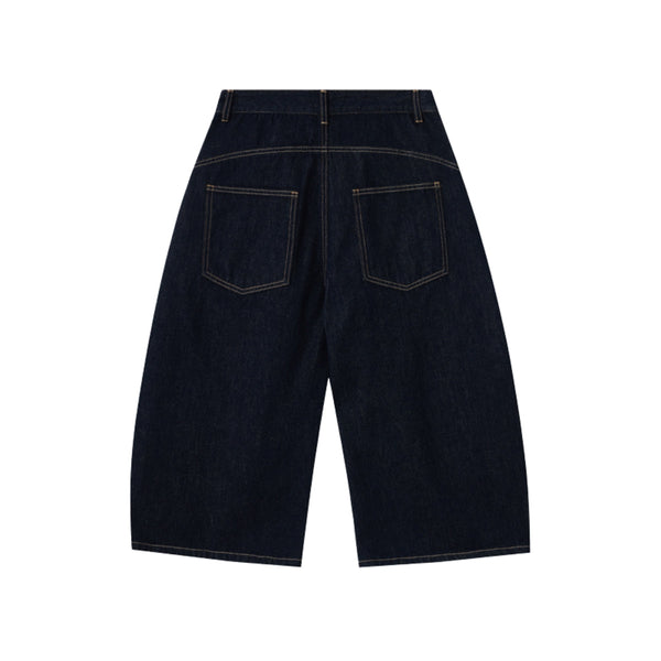 Patchwork Wide-Leg Cropped Denim Jeans