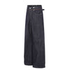 Raw Indigo Wide Leg Jeans with Metal Horsebit Detail