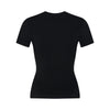 Women's Black Slim-Fit Stretch Crew Neck Short  Sleeve Tee