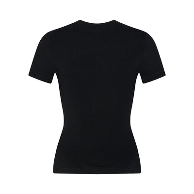 Women's Black Slim-Fit Stretch Crew Neck ShortSleeve Tee