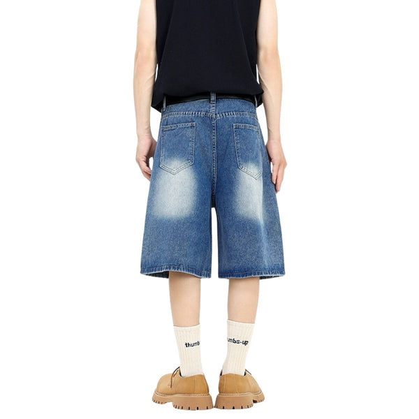 Cartoon Patch Loose Fit Denim Shorts