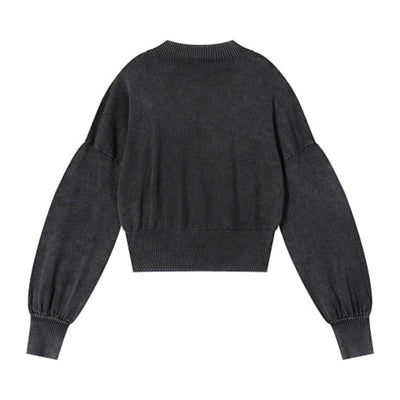 Vintage Snow Wash Cropped Cotton Knit Sweater