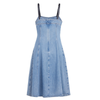 Women's Contrast-Strap Denim Midi Dress