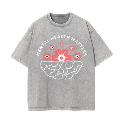 Mental Health Matters & Flowers Graphic Tee-INNBLAC