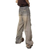 Vintage Distressed Wide Straight Leg Denim Jeans