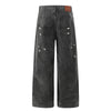 Faded Splatter-Wash GradientBaggy Wide-Leg Cargo Pants
