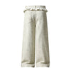 Leopard Print Polka Dot Ruffle Waist Rhinestone Graffiti Wide-Leg Jeans
