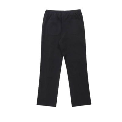 Solid Button Cuff Relaxed Straight Leg Track Pants