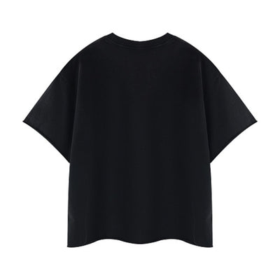 Snowflake Washed Raw Edge Boxy Cropped Tee