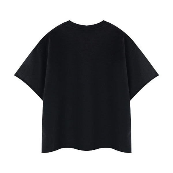Snowflake Washed Raw Edge Boxy Cropped Tee