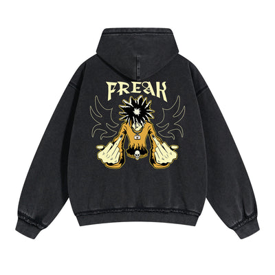 Freak Graphic Double Slider Zip Hoodie-INNBLAC