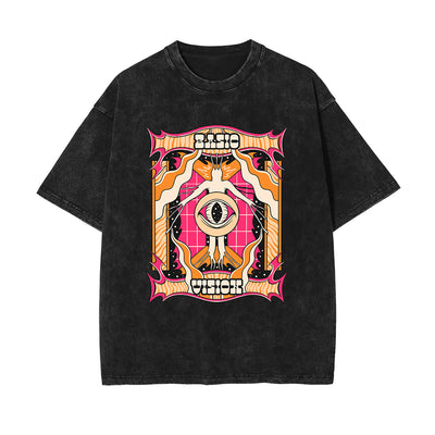 Basic Vision Stone Wash Graphic Tee-INNBLAC