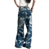 Camo Print Distressed Straight Leg Jeans