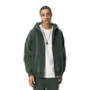 Stone Wash Zip-Front Fleece Hoodie