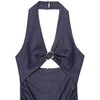 Halter Neck Cut-Out Denim Maxi Dress
