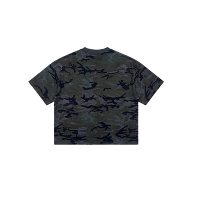 Vintage Camo Burnout Graphic Oversized Cotton Tee