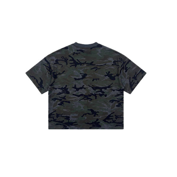 Vintage Camo Burnout Graphic Oversized Cotton Tee