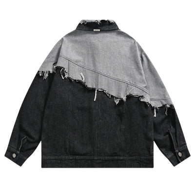 Street Hip-hop Distressed Patchwork Denim Jacket