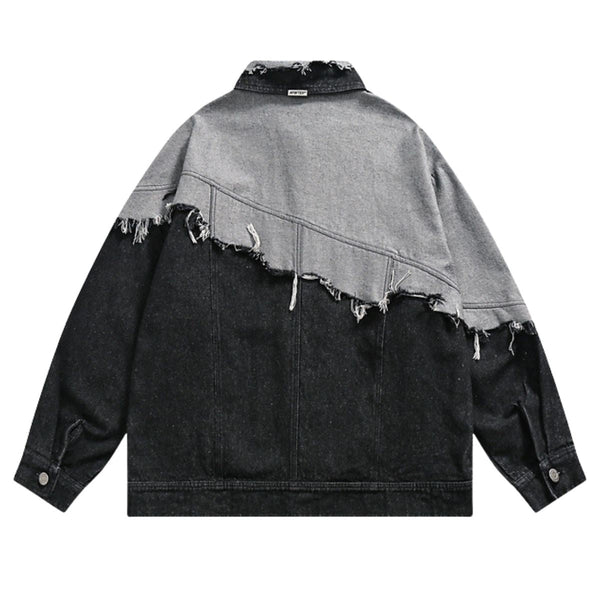 Street Hip-hop Distressed Patchwork Denim Jacket