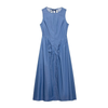 Backless Denim Ruched Maxi Dress
