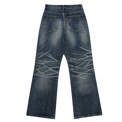 Blue Washed Baggy Cat Whisker Jeans