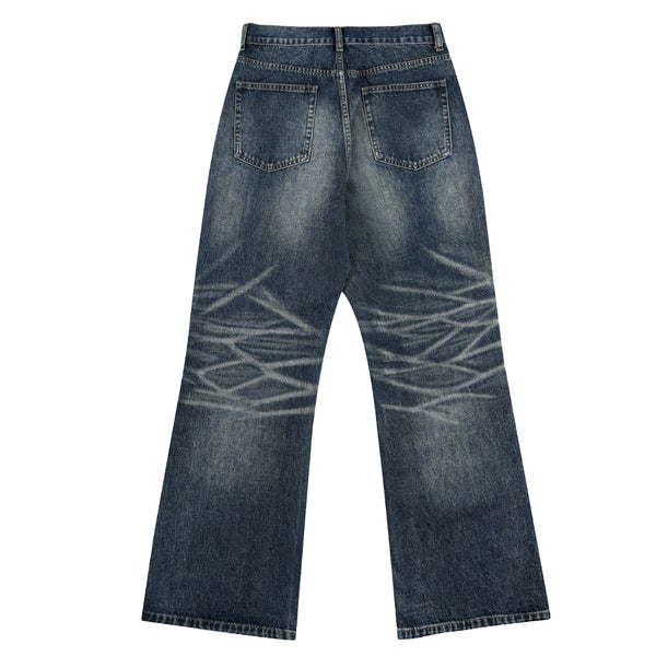 Blue Washed Baggy Cat Whisker Jeans