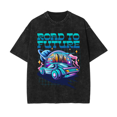 Road To Future Washed Graphic Tee-INNBLAC