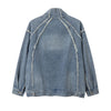 Oversized Stand-up Collar Washed Distressed Denim Jacket